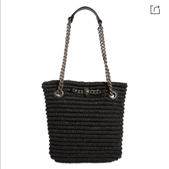 NEW KURT GEIGER Chelsea Raffia Tote Bag Black Small - Picture 1 of 9